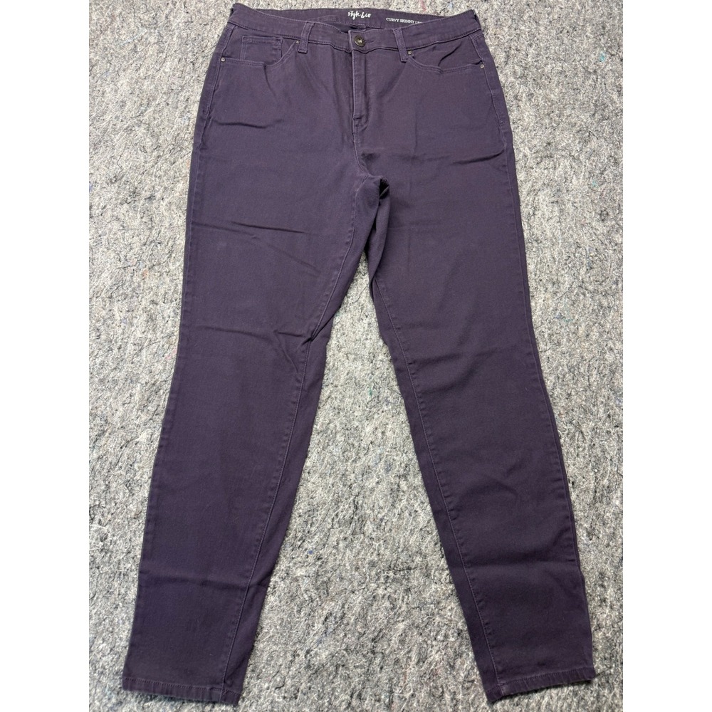Style & Co Curvy Skinny Leg Pants Purple Plum Stretch Trousers Womens 12